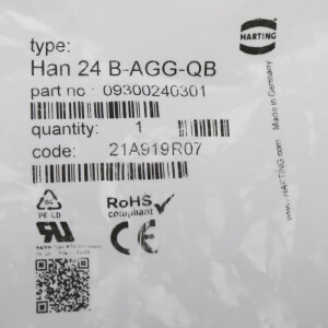Harting Anbaugehäuse Han 24B-AGG-QB 09300240301 OVP