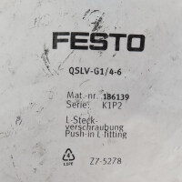 Festo L-Steckverschraubung QSLV-G1/4-6 186139 (10Stk.) OVP