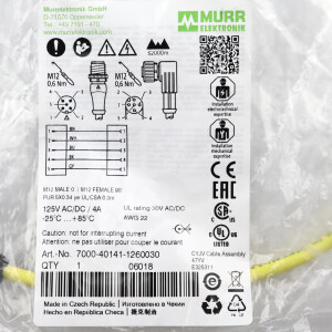 MURR ELEKTRONIK Verbindungskabel M12 St. M12 Bu. 7000-40141-1260030 OVP