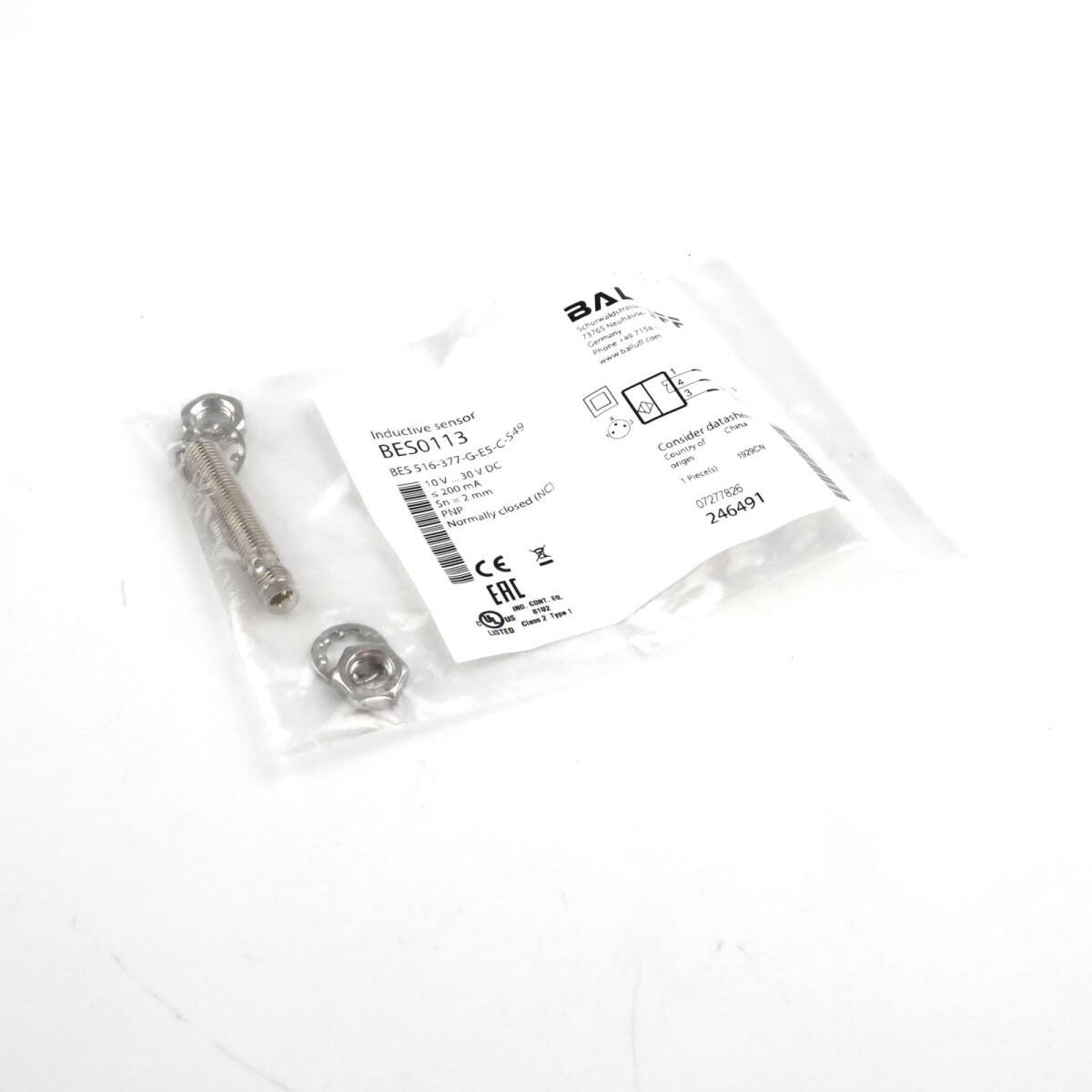 Balluff induktiver Sensor BES0113 BES 516-377-G-E5-C-S49 OVP
