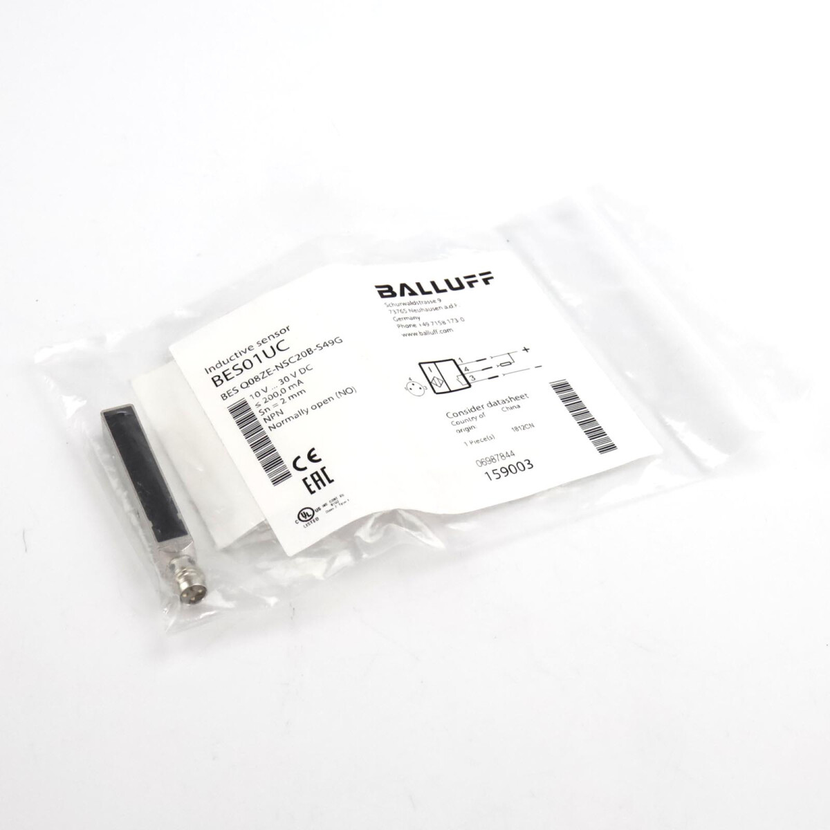Balluff induktiver Sensor BES01UC BES Q08ZE-NSC20B-S49G OVP