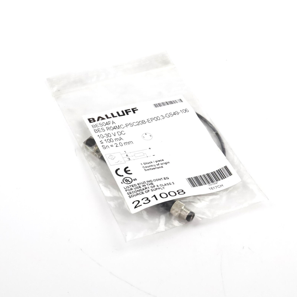 Balluff induktiver Sensor BES04FA BES R04MC-PSC20B-EP00,3-GS