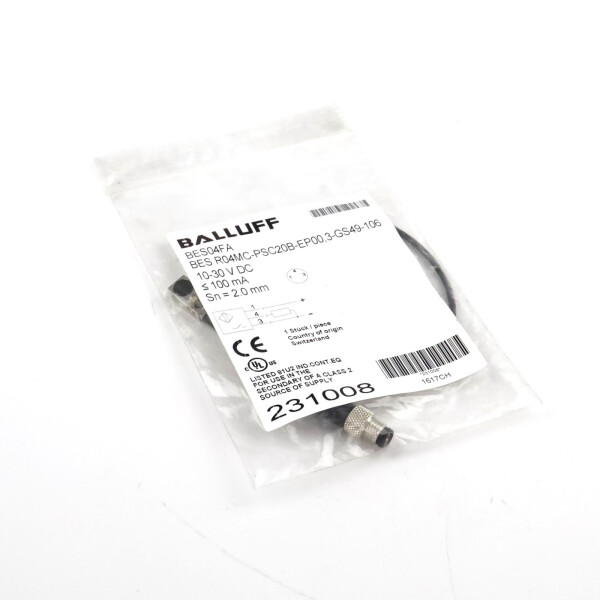 Balluff induktiver Sensor BES04FA BES R04MC-PSC20B-EP00,3-GS49-106 OVP