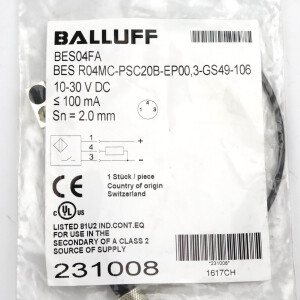 Balluff induktiver Sensor BES04FA BES R04MC-PSC20B-EP00,3-GS49-106 OVP