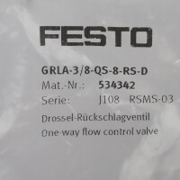Festo Drossel-Rückschlagventil GRLA-3/8-QS-8-RS-D 534342 OVP