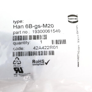 Harting Tüllengehäuse Han 6B-gs-M20 19300061540 OVP