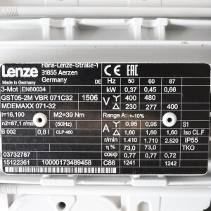 Lenze Getriebemotor GST05-2M VBR 071C32 0,37/0,45/0,66kW i=16,190 NOV