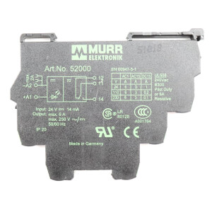 Murr elektronik Ausgangsrelais MIRO 6,2 24VDC-1U 52000 (8Stk.) GEB
