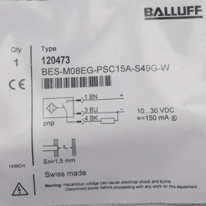 Balluff Induktiver Sensor BES-M08EG-PSC15A-S49G-W OVP