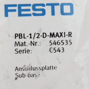Festo Anschlussplatte PBL-1/2-D-MAXI-R 546535 OVP