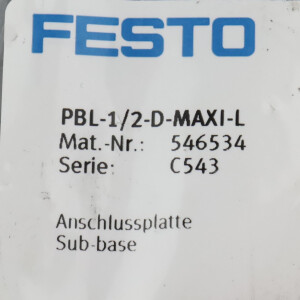 Festo Anschlussplatte PBL-1/2-D-MAXI-L 546534 OVP