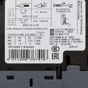 Siemens Leistungsschalter 3RV2421-4AA20 NOV