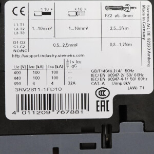 Siemens Leistungsschalter 3RV2811-1FD10 OVP