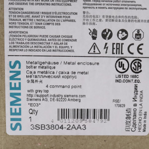 Siemens Gehäuse für Befehlsgeräte 3SB3804-2AA3 OVP
