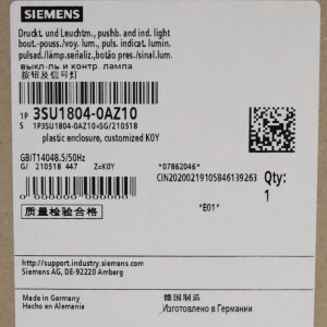 Siemens AS-Interface-Gehäuse 3SU1804-0AZ10 Z=K0Y OVP