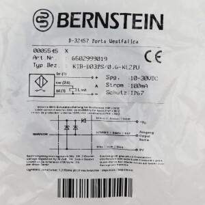 BERNSTEIN induktiver Sensor KIB-D03PS/0,6-KL2PU 6502999019 OVP