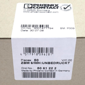 Phoenix Contact Marker f. Klemmen ZBM 6/WH:UNBEDRUCKT 5061222 (50Stk.) SIE