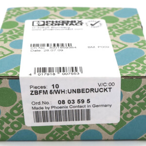 Phoenix Contact Zackbandmatte ZBFM 5/WH:UNBEDRUCKT 0803595 (10Stk.) SIE