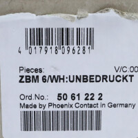Phoenix Contact Marker f. Klemmen ZBM 6/WH:UNBEDRUCKT 5061222 (25Stk.) OVP