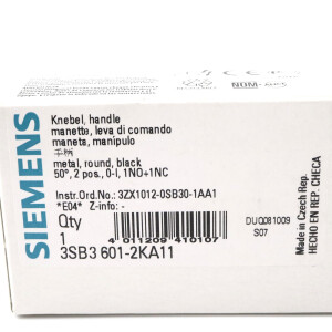 Siemens Knebelschalter 3SB3 601-2KA11 OVP