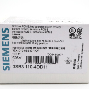 Siemens RONIS Schlüsselschalter 3SB3 110-4DD11 OVP