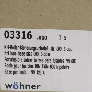 Wöhner NH-Sicherungsunterteil 03316 OVP