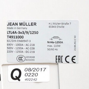 Jean Müller NH-Sicherungslasttrennschalter LTL4A-3X3/9/1250 T4911000 OVP