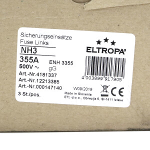 Eltropa NH-Sicherungseinsatz 4181337 500V 355A (3Stk.) OVP