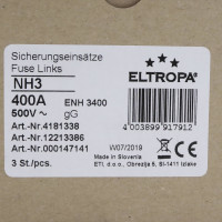 Eltropa NH-Sicherungseinsatz 4181338 500V 400A (3Stk.) OVP