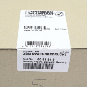 Phoenix Contact Marker f. Klemmen ZBM 5/WH:UNBEDRUCKT 5061549 (50Stk.) OVP
