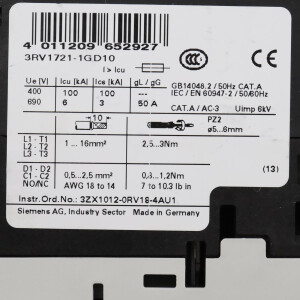 Siemens Leistungsschalter 3RV1721-1GD10 GEB