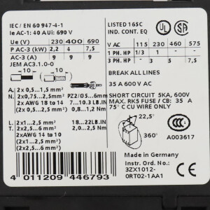 Siemens Leistungsschütz 3RT1023-1AB00 GEB