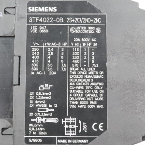 Siemens Schütz 3TF4022-0BM4 NOV