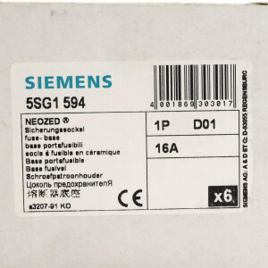 Siemens Sicherungssockel 5SG1594 (6Stk.) OVP