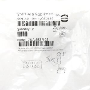 Harting Steckverbinder Han 5 MOD ST-ES 16A 09140052616 (2Stk.) OVP