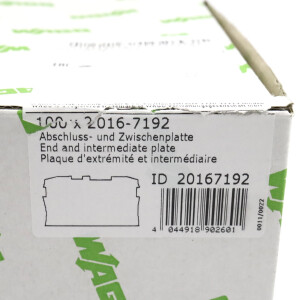 WAGO Abschluss- und Zwischenplatte 2016-7192 (100Stk.) OVP