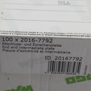 WAGO Abschluss- und Zwischenplatte 2016-7792 (100Stk.) SIE