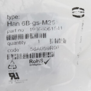 Harting Tüllengehäuse Han 6B-gs-M25 19300061541 OVP