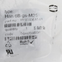 Harting Tüllengehäuse Han 6B-gs-M25 19300061541 OVP