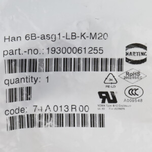 Harting Sockelgehäuse Han 6B-asg1-LB-K-M20 19300061255 OVP