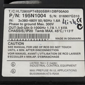 Danfoss Frequenzumrichter VLT2805PT4B20SBR1DBF00A00 195N1004 GEB