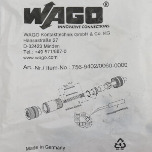 WAGO Kabeladapter 756-9402/0060-0000 OVP