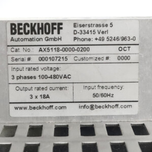 Beckhoff Servoverstärker AX5118 AX5118-0000-0200 GEB