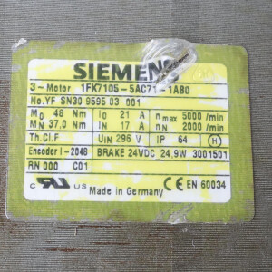 Siemens Synchronservomotor 1FK7105-5AC71-1AB0 GEB