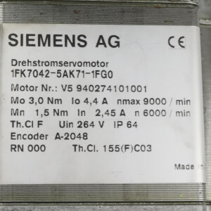 Siemens Synchronservomotor 1FK7042-5AK71-1FG0 GEB