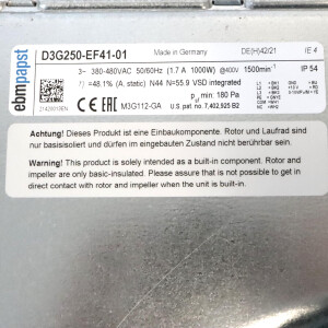 ebm-papst Radialventilator D3G250-EF41-01 380-480VAC NOV