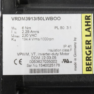 Berger Lahr Schrittmotor VRDM3913/50LWBOO 0053627035002 GEB