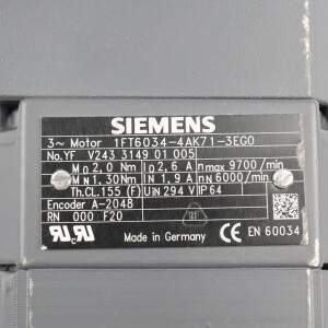 Siemens Synchronservomotor 1FT6034-4AK71-3EG0 GEB