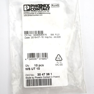 Phoenix Contact Warnschild WS UT 10 3047361 (10Stk.) OVP