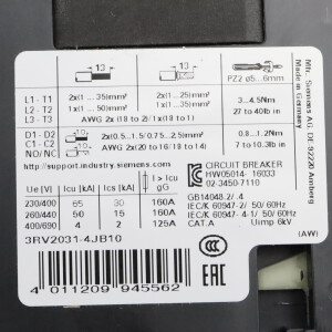 Siemens Leistungsschalter 3RV2031-4JB10 OVP
